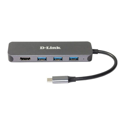 Hub USB-C 5 in 1 D-Link DUB-2333, HDMI 4K, 3x USB 3.0, Power Delivery 60 W, gri - imagine 3