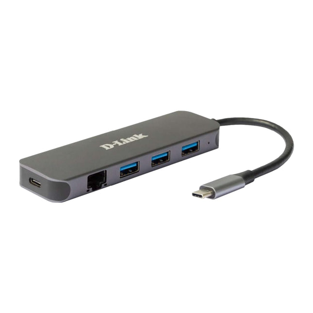 Hub USB-C 5 in 1 D-Link DUB-2334, Gigabit Ethernet, 3x USB 3.0, Power Delivery 60 W, gri