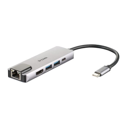 Hub USB-C 5 in 1 D-Link DUB-M520, HDMI 4K, Gigabit Ethernet, 2x USB 3.0, Power Delivery 60 W, aluminiu - imagine 2
