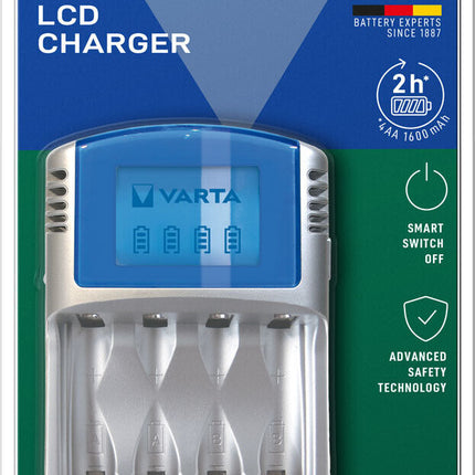 Incarcator Baterii Reincarcabile, Fara Acumulatori, LCD CHARGER cu Alimentator AUTO si USB, Varta 57070 201 401