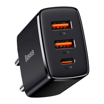 Incarcator retea Baseus Compact 30 W, 2x USB-A + 1x USB-C, Power Delivery 3.0, negru - imagine 3