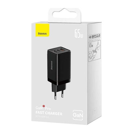 Incarcator retea Baseus GaN5 Pro 65 W, 2x USB-C + 1x USB-A, cablu USB-C 100 W inclus - imagine 8
