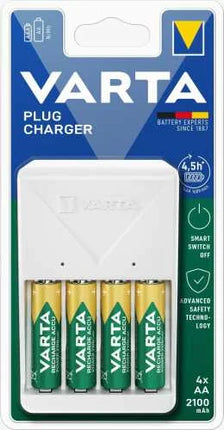 Incarcator Baterii Reincarcabile, Include 4x AA LR6 2100mAh, PLUG CHARGER cu Incarcare in 4.5h, Varta 57657 101 451