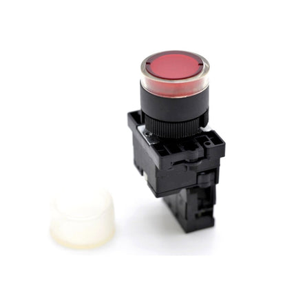 Buton push cauciuc 22mm rosu