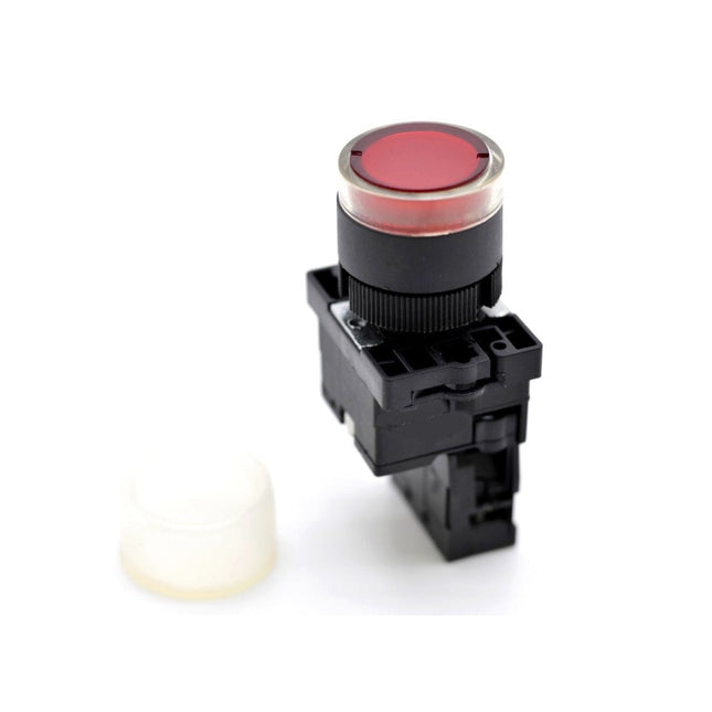 Buton push cauciuc 22mm rosu