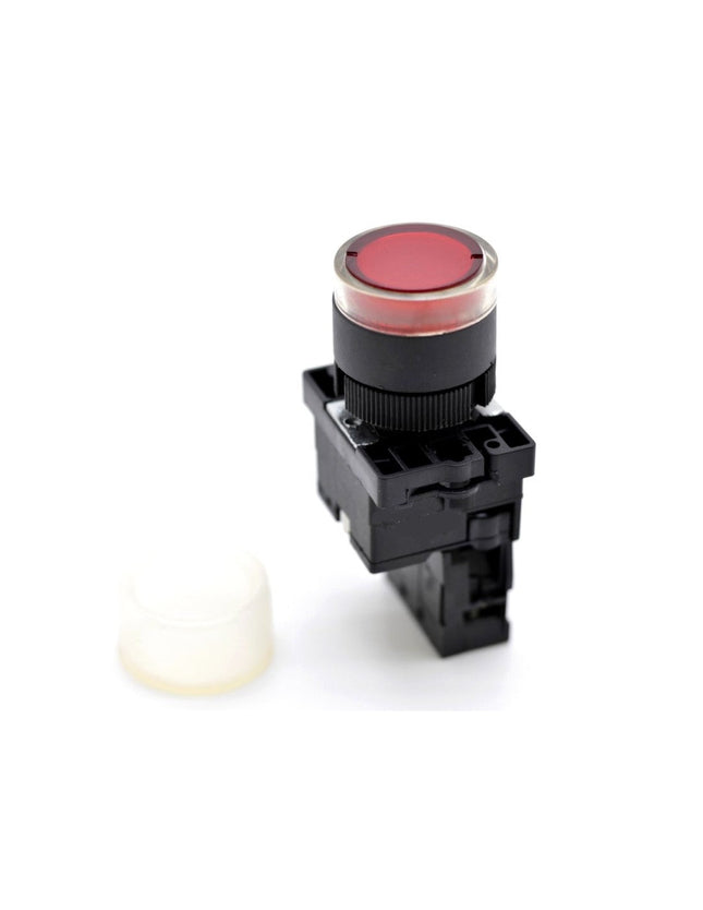 Buton push cauciuc 22mm rosu