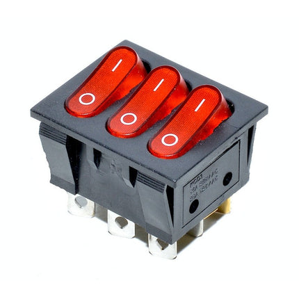 Buton intrerupator triplu ON-OFF rosu 6 16A 250V