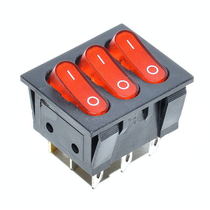Buton intrerupator triplu ON-OFF rosu 6 16A 250V