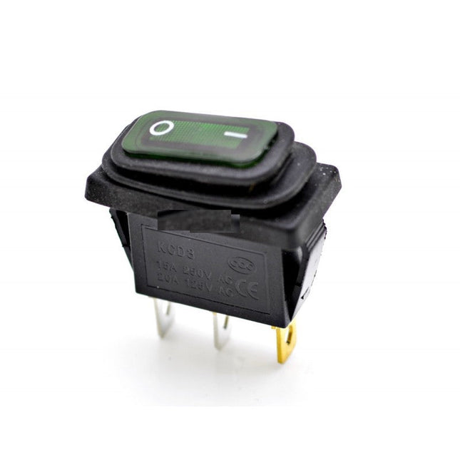 Buton intrerupator ingust cauciucat verde 15A 220V - Aparataj electric