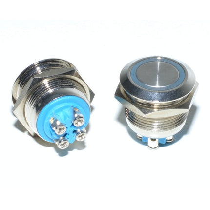 Buton metalic led prin apasare fara 19mm 24V