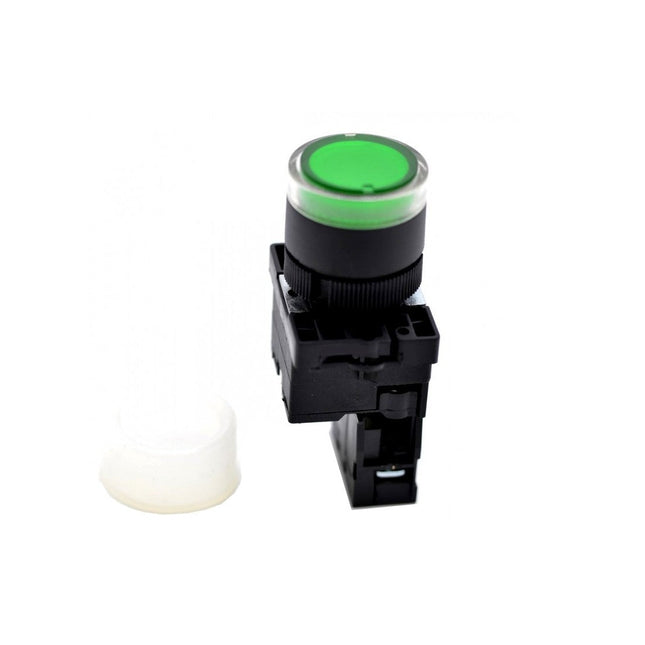 Buton push cauciuc 22mm verde