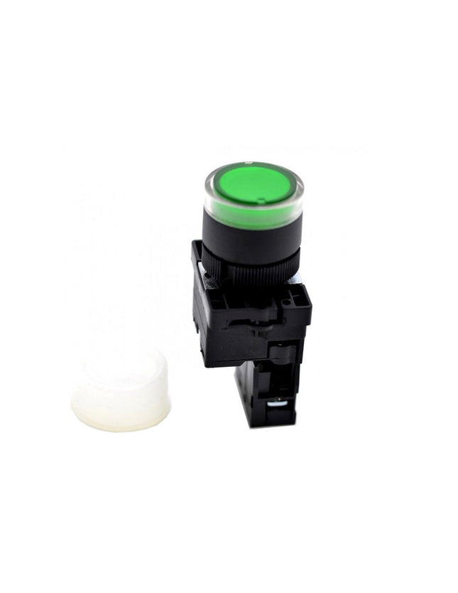 Buton push cauciuc 22mm verde