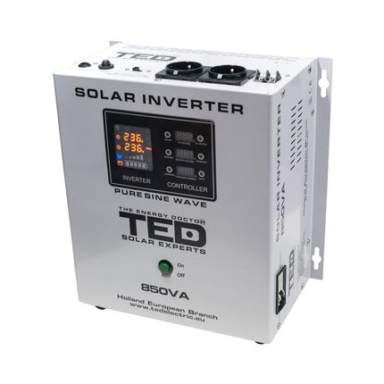 Invertor Solar Fotovoltaic Monofazat Off-Grid, 12V 850VA 500W MPPT cu unda sinusoidala pura, TED Electric TED000286