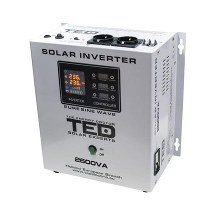 Invertor Solar Fotovoltaic Monofazat Off-Grid, 24V 2600VA 1800W MPPT cu unda sinusoidala pura, TED Electric TED000293