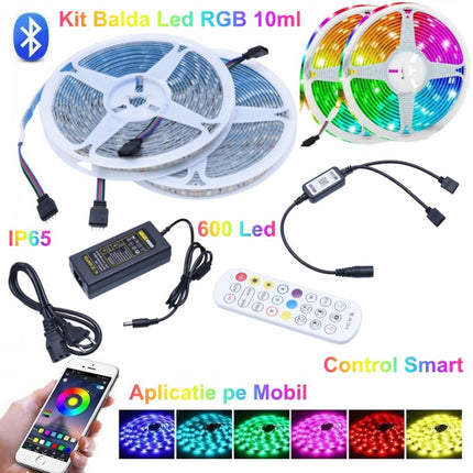 Kit banda led RGB bluetooth telecomanda, 10m