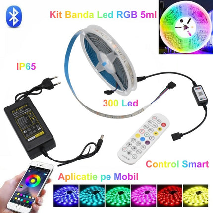 Kit banda led RGB bluetooth telecomanda, 5m