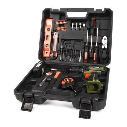 Kit masina de gaurit si insurubat cu acumulator Heinner VTE003, 20 V Li-Ion, cu 52 accesorii si unelte de mana