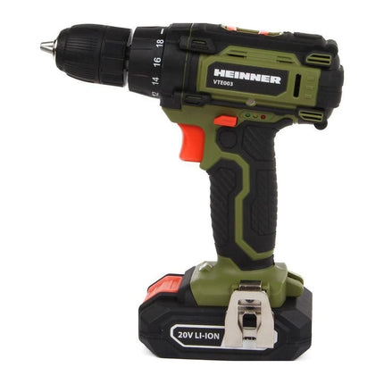 Kit masina de gaurit si insurubat cu acumulator Heinner VTE003, 20 V Li-Ion, cu 52 accesorii si unelte de mana