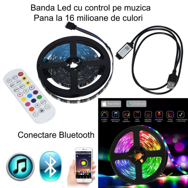 Kit Banda Led telecomanda RGB TV Bluetooth - Iluminat LED