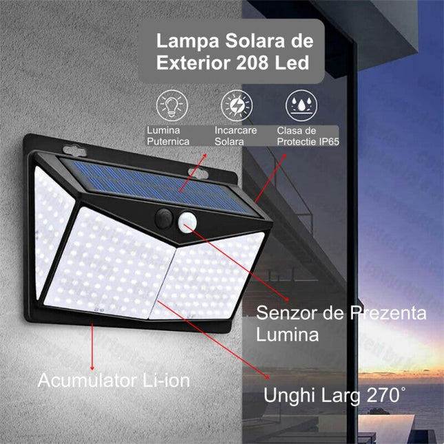 Lampa Perete Solara 208 Led Senzor