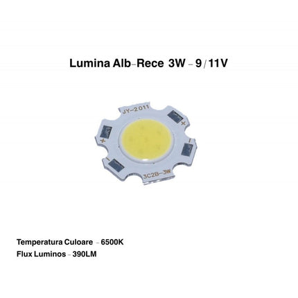 Dioda led COB 3W 9-11V lumina 11V 11mm
