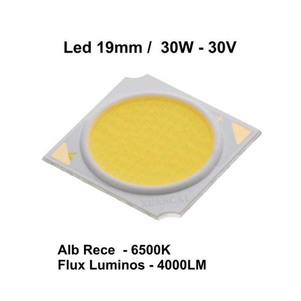 Dioda led COB 30W 30V lumina 19mm