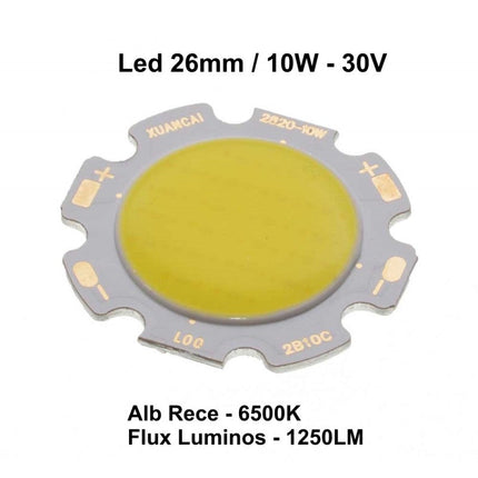 Dioda led COB 10W 30V lumina 26mm