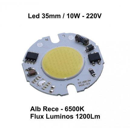 Dioda led COB 10W 220V lumina 35mm