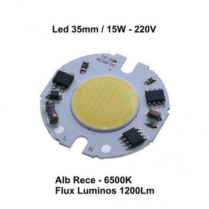 Dioda led COB 15W 220V lumina 35mm