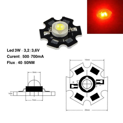 Dioda led SMD 3W radiator 3.2-3.6V 3.6V
