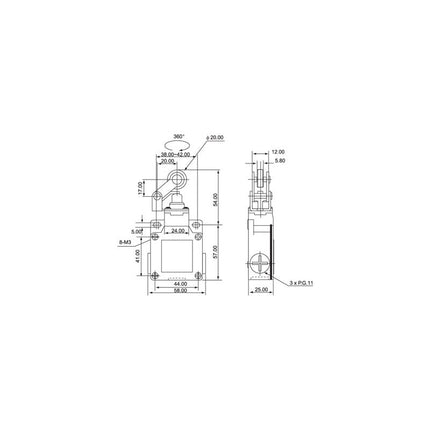 Intrerupator limitator cursa rola buton