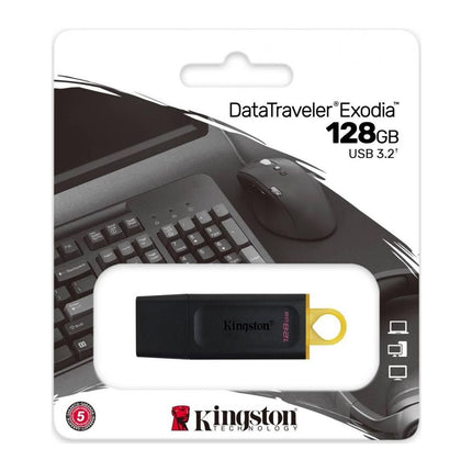 Memorie USB Kingston DataTraveler Exodia 128 GB, USB 3.2 Gen 1, negru/galben - imagine 3