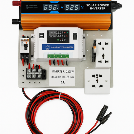 Mini kit fotovoltaic 2200W cu panou solar monocristalin 170W, invertor și controler PWM - imagine 3