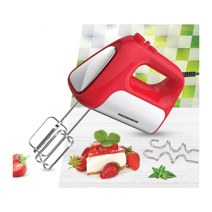 Mixer de mana Heinner HM-DC500RD, 500 W, motor DC, 6 viteze + turbo, rosu - imagine 4