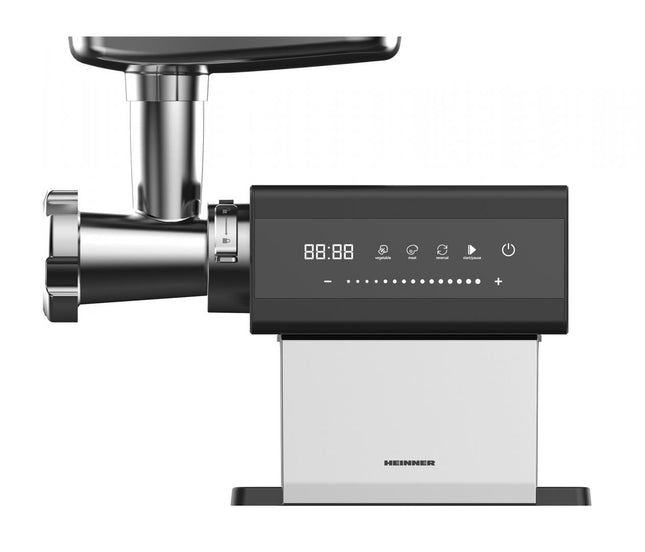 Masina de tocat Heinner PrestigeChop HMG-DTSS2500, 2500 W, motor DC, control Touch, angrenaj planetar, 2,5 kg/min, viteza variabila, Inox