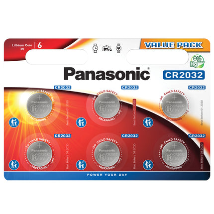 Baterie Litiu 3V CR2032 220mAh, Dimensiuni 20 x 3.2 mm Panasonic Blister 6