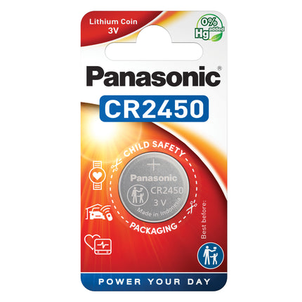 Baterie Litiu 3V CR2450 620mAh, Dimensiuni 24 x 50 mm Panasonic Blister 1