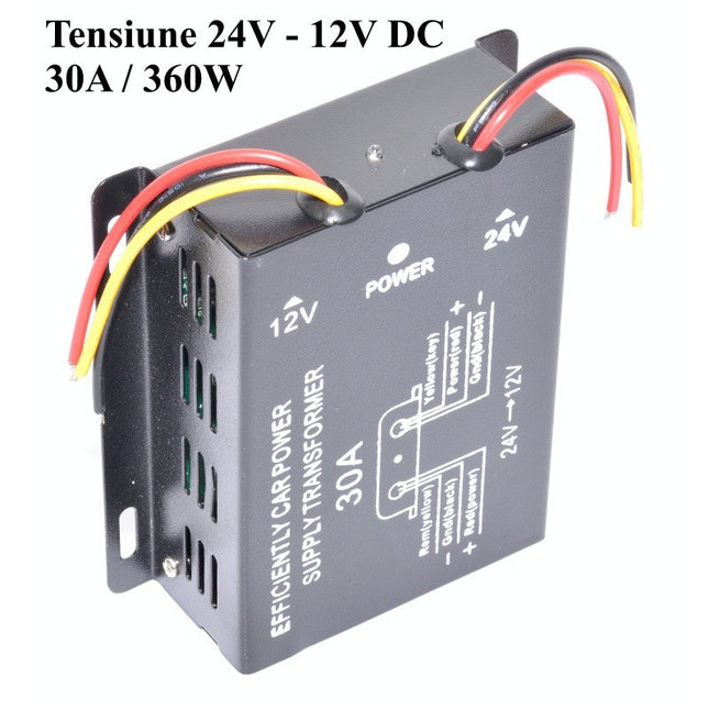 Convertor tensiune auto DC / 30A 24V 12V - Alimentare si incarcare