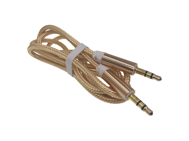 Cablu jack 3,5mm la jack 3,5mm textil auriu