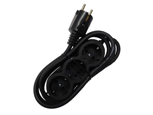 Prelungitor cauciucat bachelita 3cai 2m 3x1.5mm2 negru
