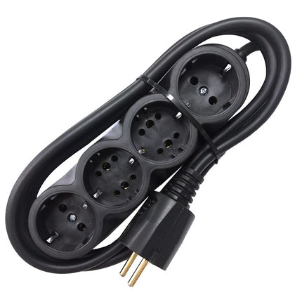 Prelungitor cauciucat bachelita 4cai 2m 3x1.5mm2 negru