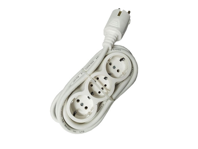 Prelungitor cauciucat bachelita 3cai 2m 3x1.5mm2 alb