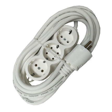 Prelungitor cauciucat bachelita 3cai 5m 3x1.5mm2 alb