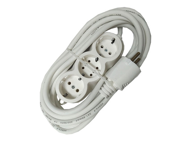 Prelungitor cauciucat bachelita 3cai 5m 3x1.5mm2 alb