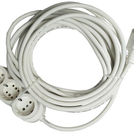 Prelungitor cauciucat bachelita 3cai 10m 3x1.5mm2 alb