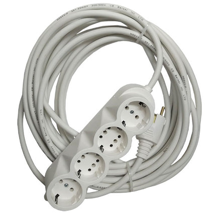 Prelungitor cauciucat bachelita 4cai 10m 3x1.5mm2 alb