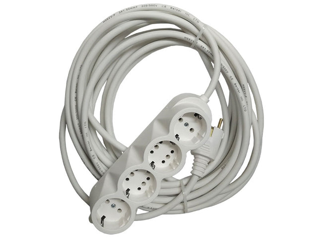 Prelungitor cauciucat bachelita 4cai 10m 3x1.5mm2 alb