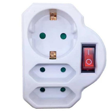 Triplu stecher 1xSuko+2xEuro cu intrerupator Alien