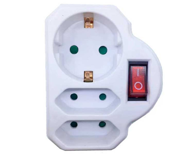 Triplu stecher 1xSuko+2xEuro cu intrerupator Alien