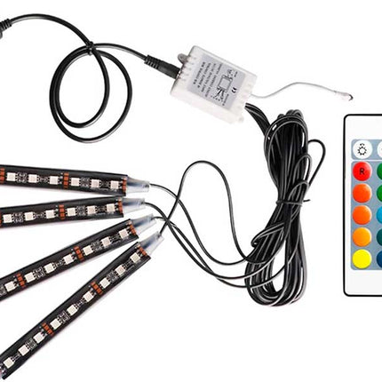 Set 4 benzi lumini ambientale auto 12V SMD RGB, telecomanda